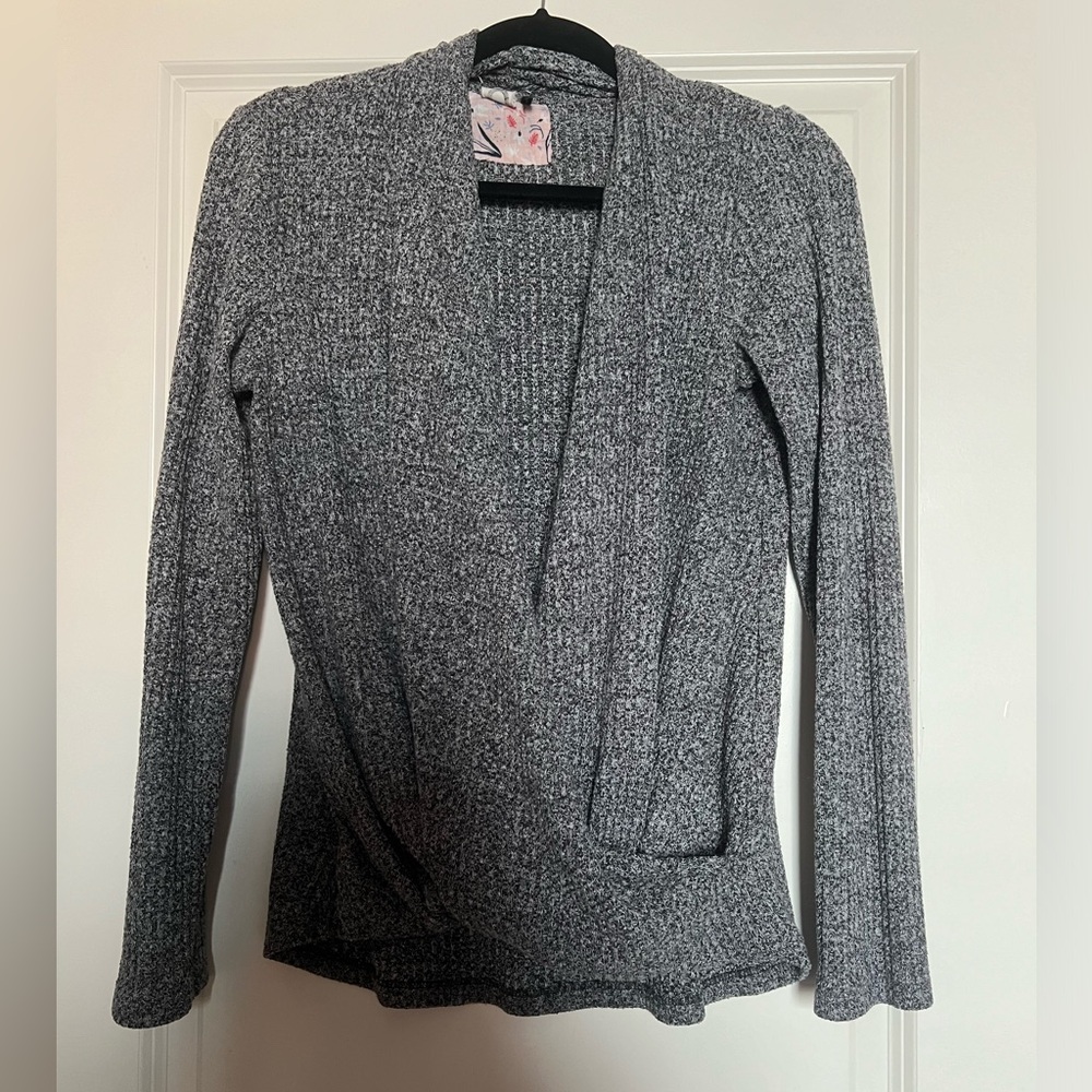 Anthropologie Wrap Long Sleeve Heather Gray Top